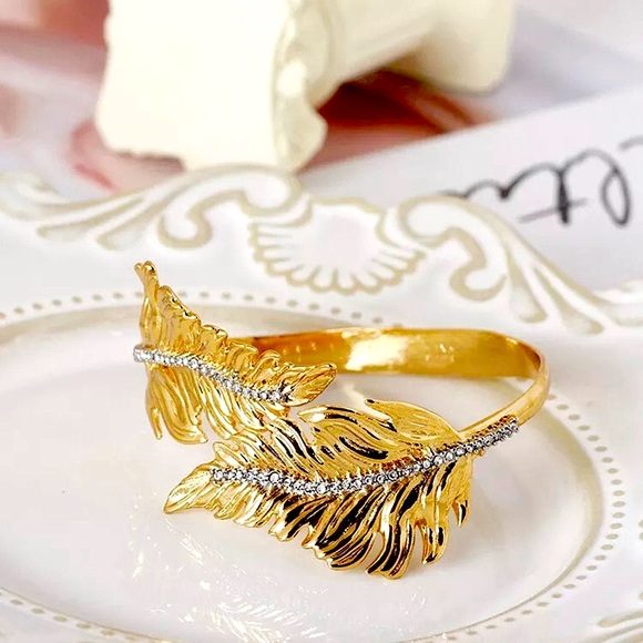 ✂️ALEXIS BITTAR Crystal Gold Leaf Cuff Bracelet - Picture 5 of 16